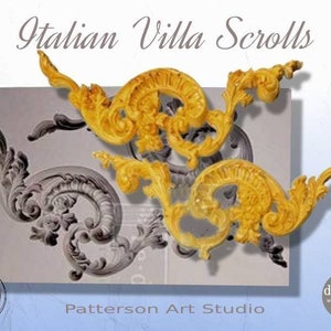 ITALIAN VILLA SCROLLS - Silicone Mold - Redesign with Prima Furniture Decor Mould - Food Safe - Italian Villa Scrolls 5&quot;x8&quot;