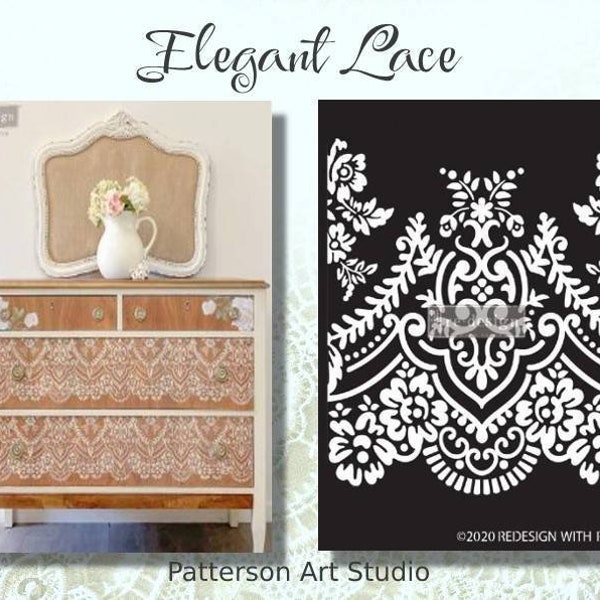 ELEGANT LACE - Redesign with Prima Reusable Furniture Decor Stencil - Elegant Lace 13.5"x 9"