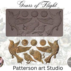 GEARS OF FLIGHT-  New! - Silicone Mould - Redesign with Prima  Mechanical Bird Mould for Resin, Clay, Chocolate, Fondant and more. 5&quot;×10&quot;