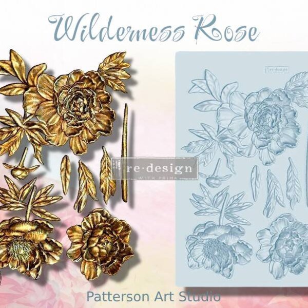 WILDERNESS ROSE - Silicone Mold - Redesign with Prima Flower Mold - Silicone Floral Decor Mould - Wilderness Rose5"x8"