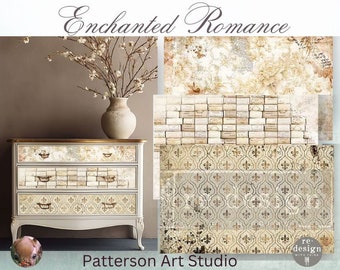 ENCHANTED ROMANCE - New! -  Redesign with Prima Decoupage Fiber - Decor Tissue Paper Multi Pack - Enchanted Romance - 19.5" x 30" 3 sheets