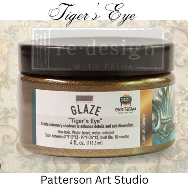 TIGER'S EYE - Finishing Glaze - New! By Cece Restyled for Re-Design with Prima - for Furniture, Decor Glaze - Tiger's Eye - 4 oz
