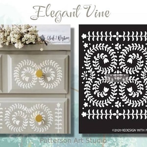 Redesign with Prima Reusable Furniture Decor Stencil - ELEGANT VINE 13.5&quot;x 9&quot;