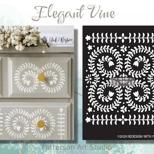 Redesign with Prima Reusable Furniture Decor Stencil - ELEGANT VINE 13.5"x 9"