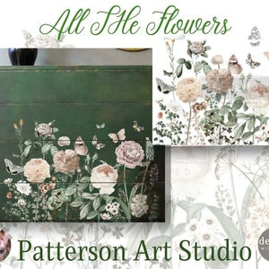 ALL THE FLOWERS - Rub on Flower Furniture Transfer, Furniture Decal, Redesign with Prima - All the Flowers 24" x 35"