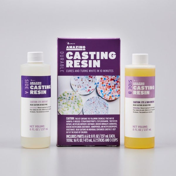 Amazing Casting Resin kit - Quick dry 2 part resin - perfect for furniture and decor molds - 16 oz