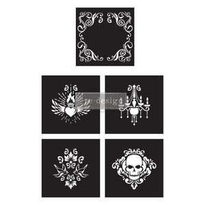 GLAM PUNK -  New! Cece Mix & Style 5pc Stencil set for Redesign with Prima Reusable Furniture Decor Stencil Set- 5 pc. 12&quot;x12&quot; each