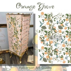 NEW!  - ORANGE GROVE - Rub on Furniture Transfer, Furniture Decal -  Redesign with Prima, Orange grove 24" x 35"