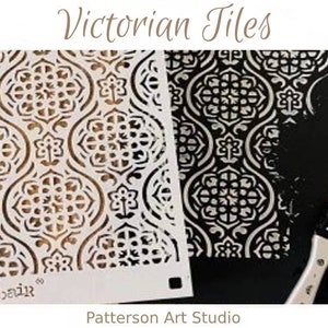 Victorian Tiles stencil by Finnabair for Prima Marketing Inc. - Reusable Furniture Decor Stencil - VICTORIAN TILES 6&quot;x 9&quot;