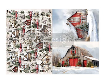 A3 Decoupage Fiber Pack –Snowy Village Charm – Redesign with Prima - 2 sheets, 11.7″x16.5″