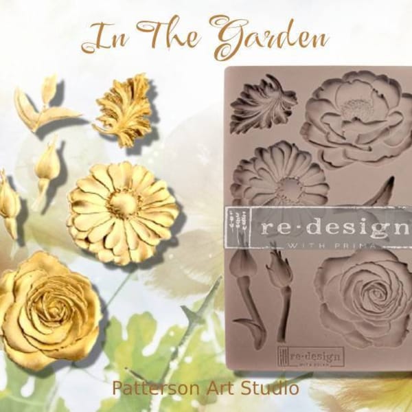 IN THE GARDEN - Silicone Mold - Redesign with Prima Flower Mold - Silicone Floral Decor Mould - In The Garden 5"x8"