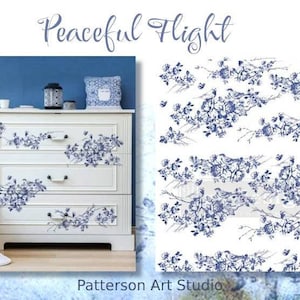 Rub on Furniture Transfer, Furniture Decal, Redesign with Prima,  Peaceful Flight 24&quot; x35&quot;