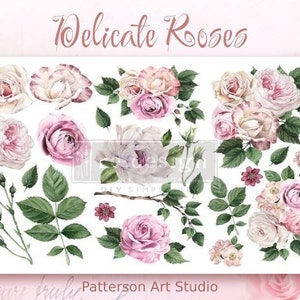DELICATE ROSES - Redesign with Prima - Rub on Small Transfer for furniture or Decor flower decal
