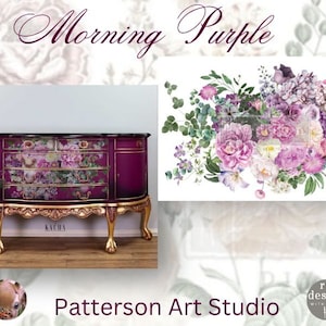 MORNING PURPLE Rub on Flower Furniture Transfer, Furniture Decal, Redesign with Prima Morning Purple 24 x 35 image 1