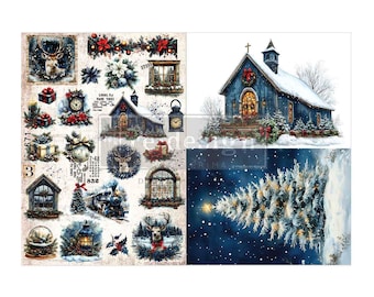 A3 Decoupage Holiday Fiber Pack – Hearth & Holly – Redesign with Prima - 2 sheets, 11.7″x16.5″