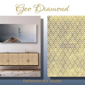 NEW!  - GEO DIAMOND - New! Gold Rub on Furniture Transfer,  Furniture Decal, Redesign with Prima Transfers, Geo Diamond 24" x 35"