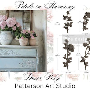 PETALS IN HARMONY - New! Decor Poly Floral Bendable Furniture Appliqué - Redesign with Prima - Flexible Decor Poly Floral Stems