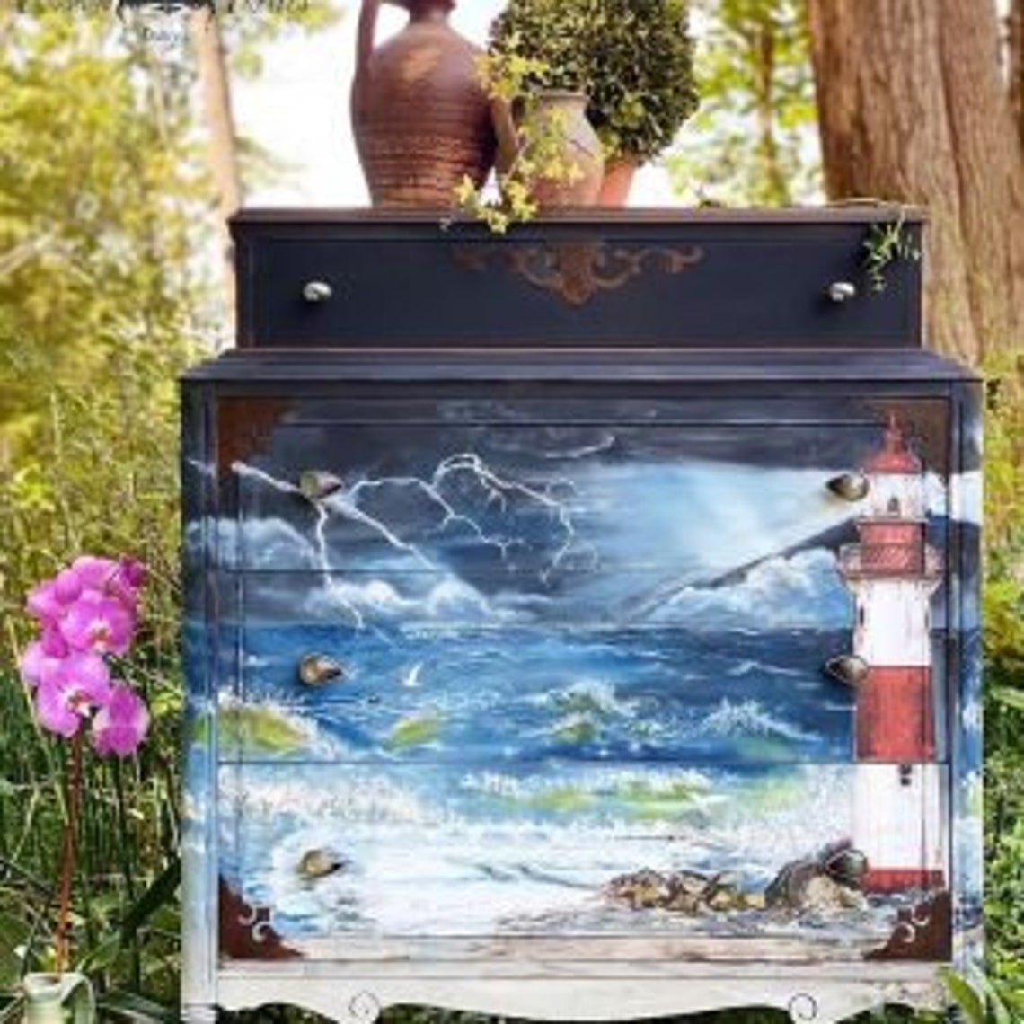 Rub on Furniture Transfer Lighthouse Ocean Beach Furniture Etsy