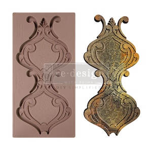 DARLING DAMASK -  CeCe Restyled Silicone Decor Mold - Redesign with Prima accent Mold - Silicone  Decor Mould - Darling Damask  5" x 10"