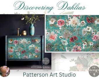 DISCOVERING DAHLIAS - NEW! Redesign with Prima Floral Decoupage Floral Decor Tissue Paper - Discovering Dahlias 19.5"x30"