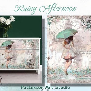 New! RAINY AFTERNOON - Redesign with Prima A1 Decoupage Fiber -  Fine Art Decor Paper - Rainy Afternoon - 23.4"x33.1"
