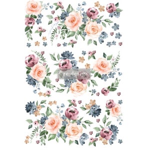 Rub on Furniture Transfer, Furniture Decal, Redesign with Prima, WATERCOLOR BLOOM 24" x35"
