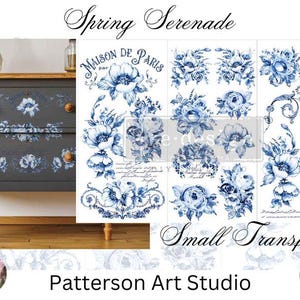 SPRING SERENADE - New!  Redesign with Prima - Rub on Small Transfer for furniture -  French Floral Transfer decal  18" x 12"