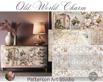 OLD WORLD CHARM - New! -  Redesign with Prima Decoupage Fiber - Decor Tissue Paper Multi Pack - Old World Charm - 19.5" x 30" 3 sheets