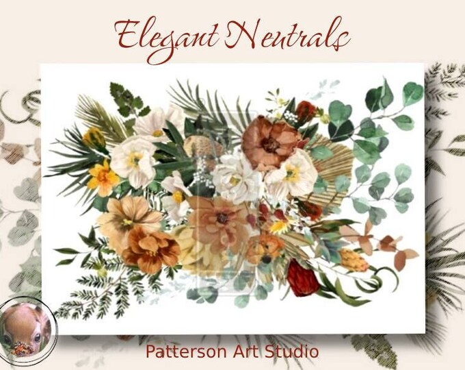 ELEGANT NEUTRALS Kacha Flowers Rub on Furniture Transfer, Furniture