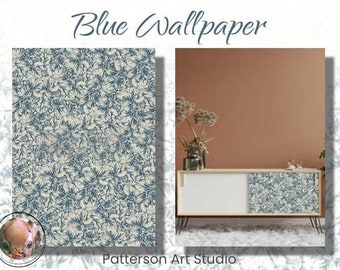 New! BLUE WALLPAPER - Redesign with Prima A1 Decoupage Fiber -  Fine Art Decor Paper - Blue Wallpaper - 23.4"x33.1"