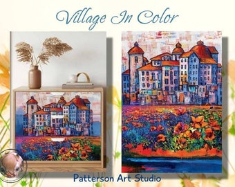 New! VILLAGE IN COLOR - Redesign with Prima A1 Decoupage Fiber -  Fine Art Decor Paper - Village in Color - 23.4"x33.1"