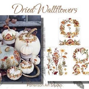 Nouveau ! Fleurs sauvages séchées - Redesign avec Prima Rub sur un transfert de taille moyenne pour décalcomanie de meubles - Fleurs sauvages séchées - Trois feuilles de 8,5 x 11 pouces
