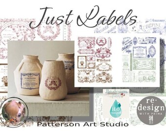 New! JUST LABELS - Redesign with Prima - H2O Transfer for Furniture Decor Decal  - Just Labels - Two  8.5" x 11" Sheets