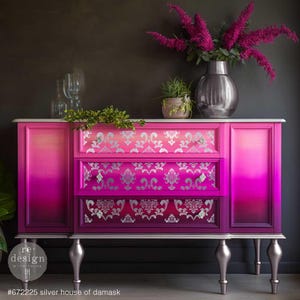SILVER House of Damask -  New! Kacha Silver Foil!  French Rub on Furniture Decor Transfer - No Water Decal - Redesign with Prima - 18&quot; x 24&quot;