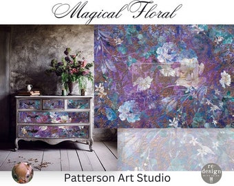 MAGICAL FLORAL - New! -  Redesign with Prima A1 Decoupage Fiber -  Fine Art Decor Paper - Magical Floral - 23.4"x33.1"
