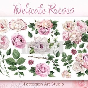 DELICATE ROSES - Redesign with Prima - Rub on Small Transfer for furniture or Decor flower decal