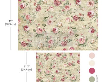 Double Delight Decoupage Fiber Paper Set – Timeless Charm – Total 2 sheets – 1 sheet, 19.5″x30″ + 1 sheet, 11.7″x16.5″ Redesign Prima