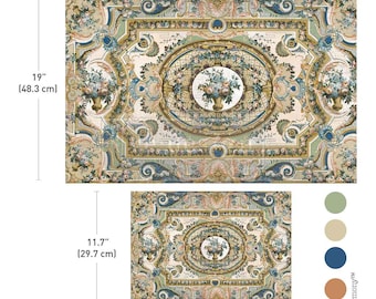 SERENADE IN BLUE - New Redesign with Prima Vintage  Double Delight Decoupage Fiber Paper Set - Two Sheets - One 19.5x30 and One 11.7x16.5