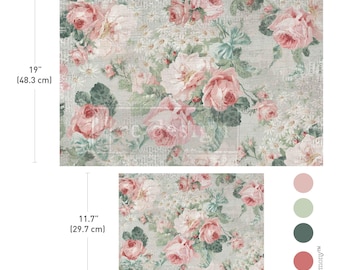 Double Delight Decoupage Fiber Paper Set – Pink Blossom Bliss - Total 2 sheets – 1 sheet, 19.5″x30″ + 1 sheet, 11.7″x16.5″ Redesign Prima