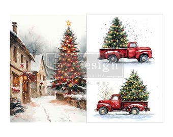 A4 Decoupage  Fiber Pack – Northbound Traditions – Christmas - Redesign with Prima -  2 sheets, 8.3″x11.7″ each