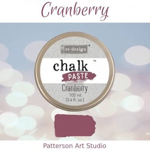 Chalk Paste - CRANBERRY - Re-Design with Prima - for Stenciling  Silk Screening and More 3.4 fl. oz.