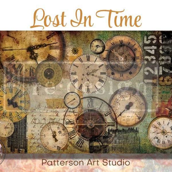 New! - LOST IN TIME - Redesign with Prima  Decoupage Decor Tissue Paper - Lost in Time - 19"x30"