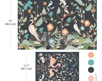FREE LOVE FLAMINGOS -  Redesign with Prima  Double Delight Decoupage Fiber Paper Set - Two Sheets - One 19.5x30 and One 11.7x16.5 sheet