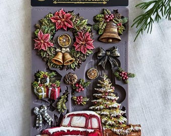 Holiday Decor Mould - Redesign with Prima - Country Christmas Delivery Truck Tree Wreath  Mold ®5″x8″x8mm