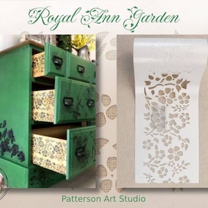 ROYAL ANN GARDEN - Redesign with Prima - Reusable Furniture Stick and Style Decor Stencil Roll - Royal Ann Garden 4&quot; x 15 yards