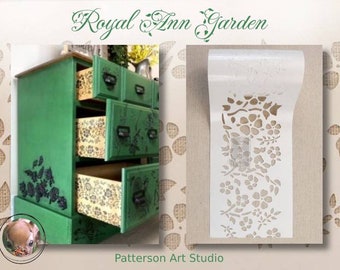 ROYAL ANN GARDEN - Redesign with Prima - Rouleau de pochoirs réutilisables pour meubles et décoration de style - Royal Ann Garden 4" x 15 yards
