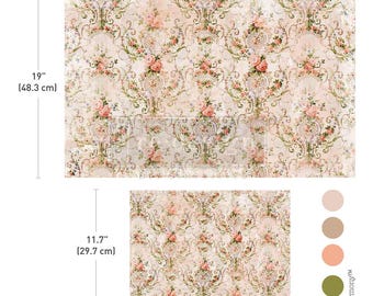 BLUSHING BLOOM - New! - Redesign with Prima Decoupage Fiber Double Delight Pack - Floral Decor Art Paper  One A3 and One 19.5 x30 inch Sheet