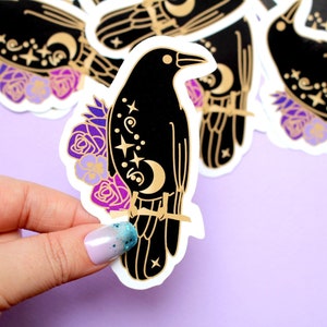 Crow sticker Bird sticker Laptop sticker Cute vinyl sticker Bird lover Witch Goth sticker Witchcraft Raven sticker Animal Magic sticker
