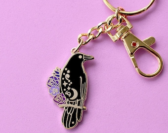 Crow keychain Bird keychain Cute keychain Bird lover Witch keychain Goth keychain Witchcraft keychain Raven keychain Animal keychain Magic