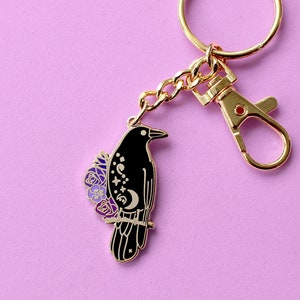 Crow keychain Bird keychain Cute keychain Bird lover Witch keychain Goth keychain Witchcraft keychain Raven keychain Animal keychain Magic